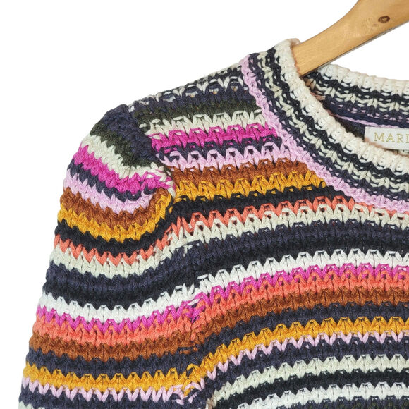 Marie Oliver Miley Rainbow Stripe Sweater Colorful Pullover Preppy Knit Size XS - Picture 4 of 13